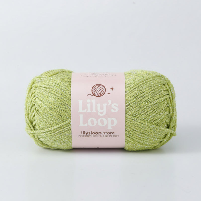 Lime Green Starlight Metallic Hollow Cotton Yarn 1.5mm Fingering – metallic cotton yarn for crochet jewelry