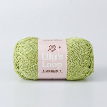 Lime Green Starlight Metallic Hollow Cotton Yarn 1.5mm Fingering – metallic cotton yarn for crochet jewelry