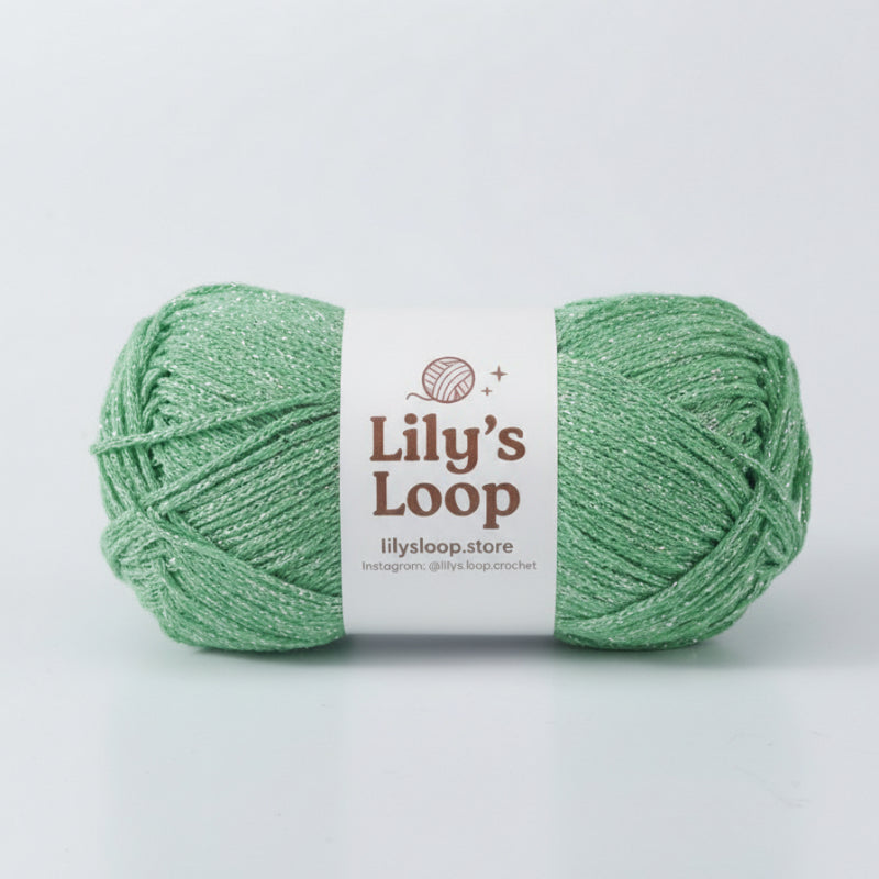Apple Green Starlight Metallic Hollow Cotton Yarn 1.5mm Fingering – metallic cotton yarn for crochet jewelry