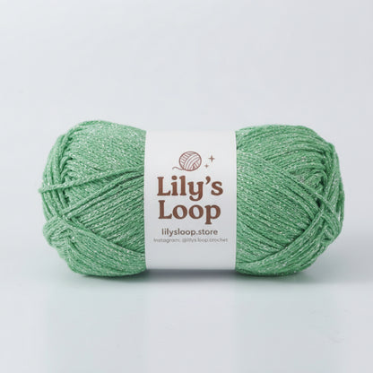Apple Green Starlight Metallic Hollow Cotton Yarn 1.5mm Fingering – metallic cotton yarn for crochet jewelry