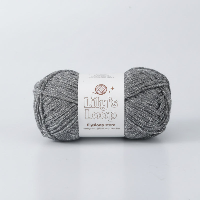 Deep Grey Starlight Metallic Hollow Cotton Yarn 1.5mm Fingering – metallic cotton yarn for crochet jewelry
