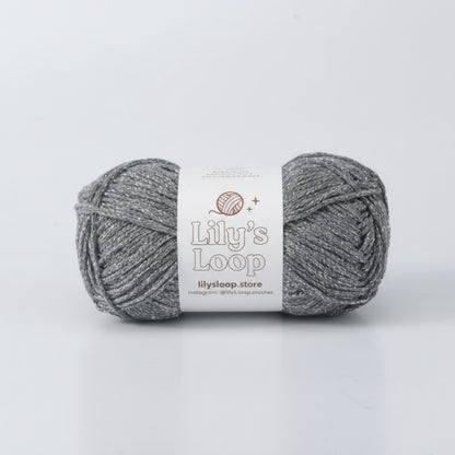 Deep Grey Starlight Metallic Hollow Cotton Yarn 1.5mm Fingering – metallic cotton yarn for crochet jewelry