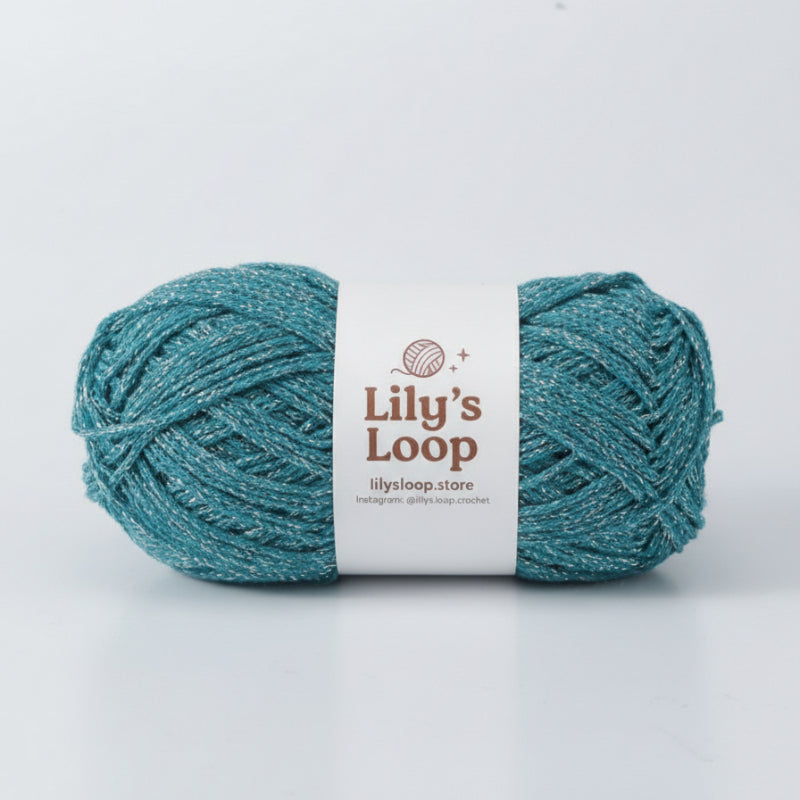 Turquoise Starlight Metallic Hollow Cotton Yarn 1.5mm Fingering – metallic cotton yarn for crochet jewelry