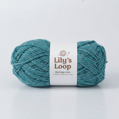 Turquoise Starlight Metallic Hollow Cotton Yarn 1.5mm Fingering – metallic cotton yarn for crochet jewelry