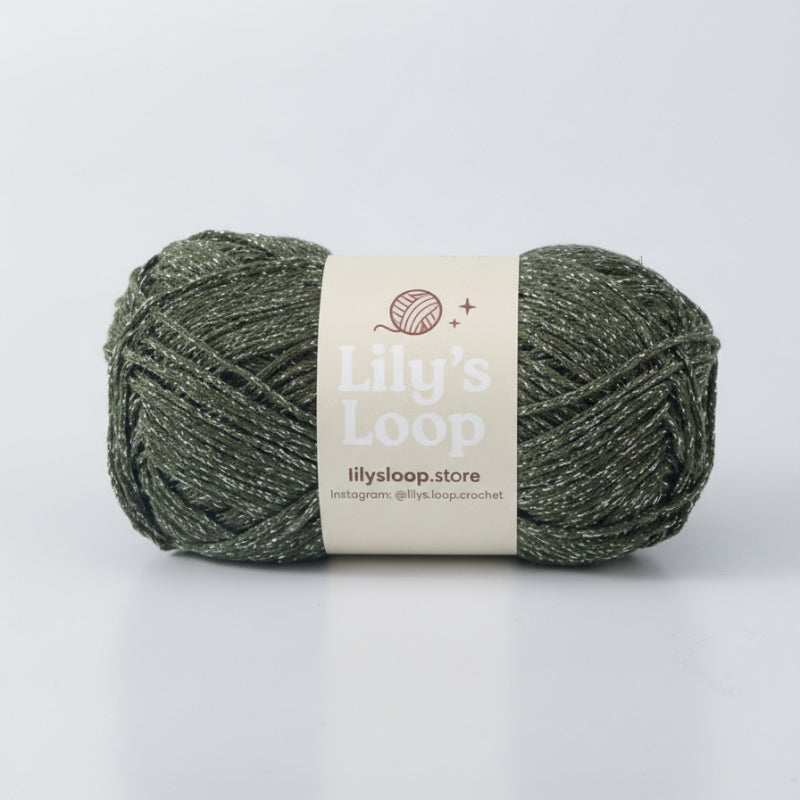 Navy Green Starlight Metallic Hollow Cotton Yarn 1.5mm Fingering – metallic cotton yarn for crochet jewelry