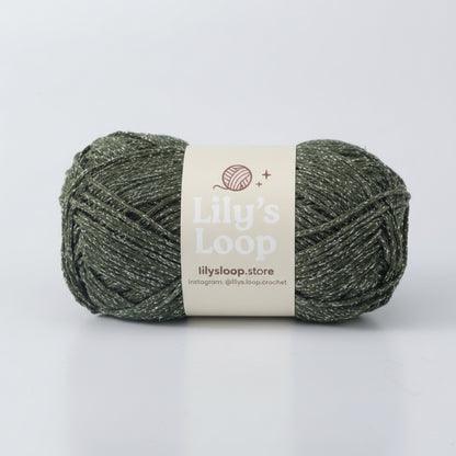 Navy Green Starlight Metallic Hollow Cotton Yarn 1.5mm Fingering – metallic cotton yarn for crochet jewelry