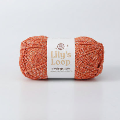 Orange Starlight Metallic Hollow Cotton Yarn 1.5mm Fingering – metallic cotton yarn for crochet jewelry
