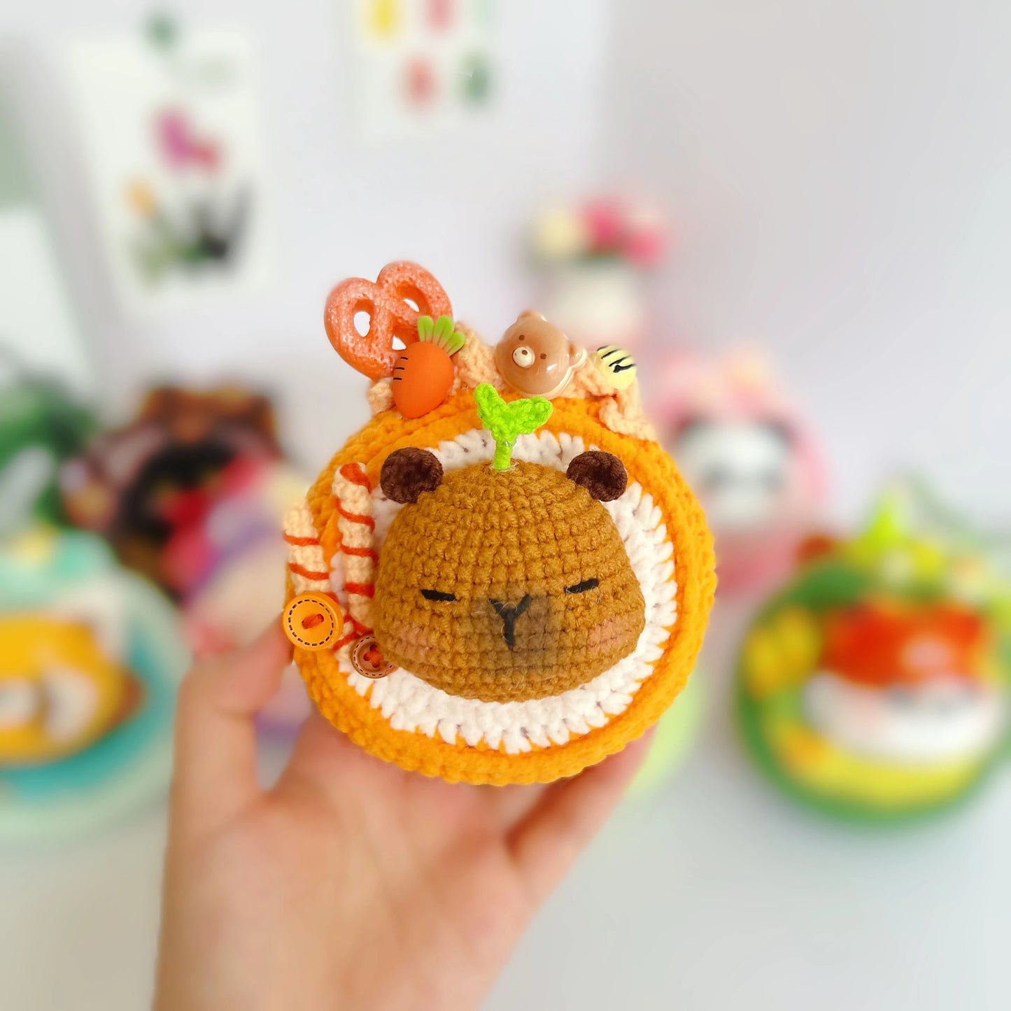 The "Sweet Zoo Bakery" Swiss Roll Amigurumi Kit – step-by-step crochet progress