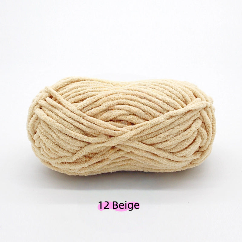 Black Sweet Chunky Chenille Yarn (100g) 5mm – soft chenille yarn crochet