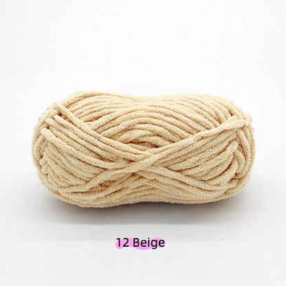 Black Sweet Chunky Chenille Yarn (100g) 5mm – soft chenille yarn crochet