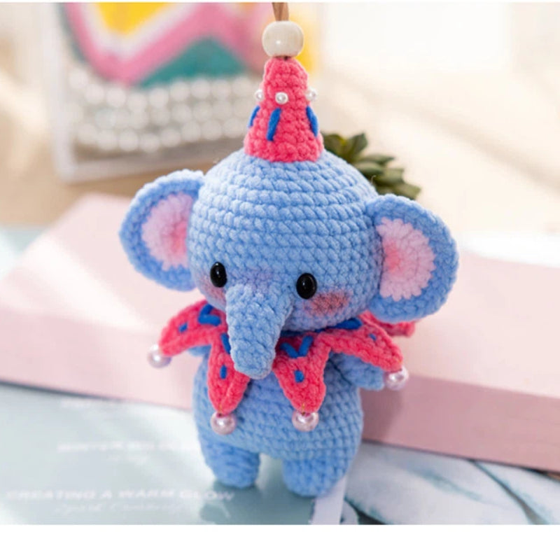 Little Elephant Amigurumi Crochet Kit (Intermediate Level) – close-up detail of finished project