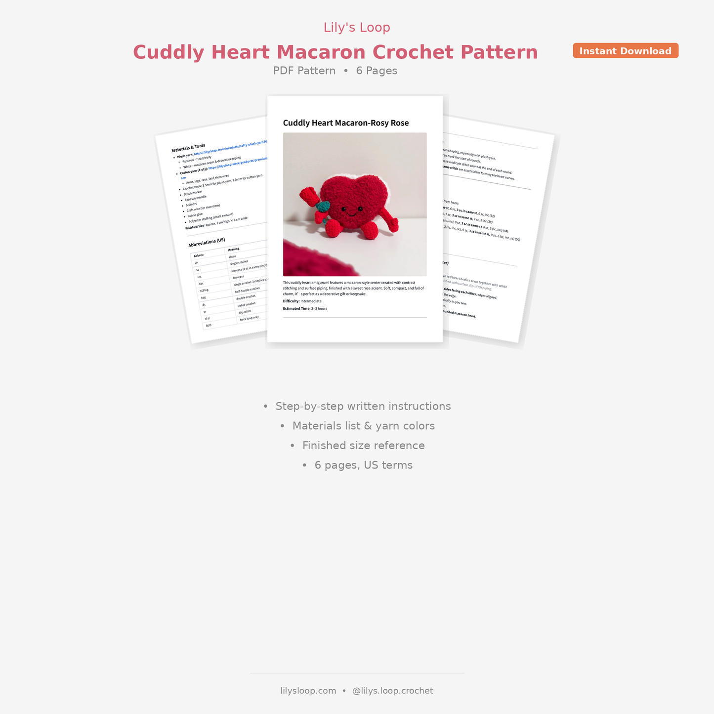 Cuddly Heart Macaron Series Crochet Pattern