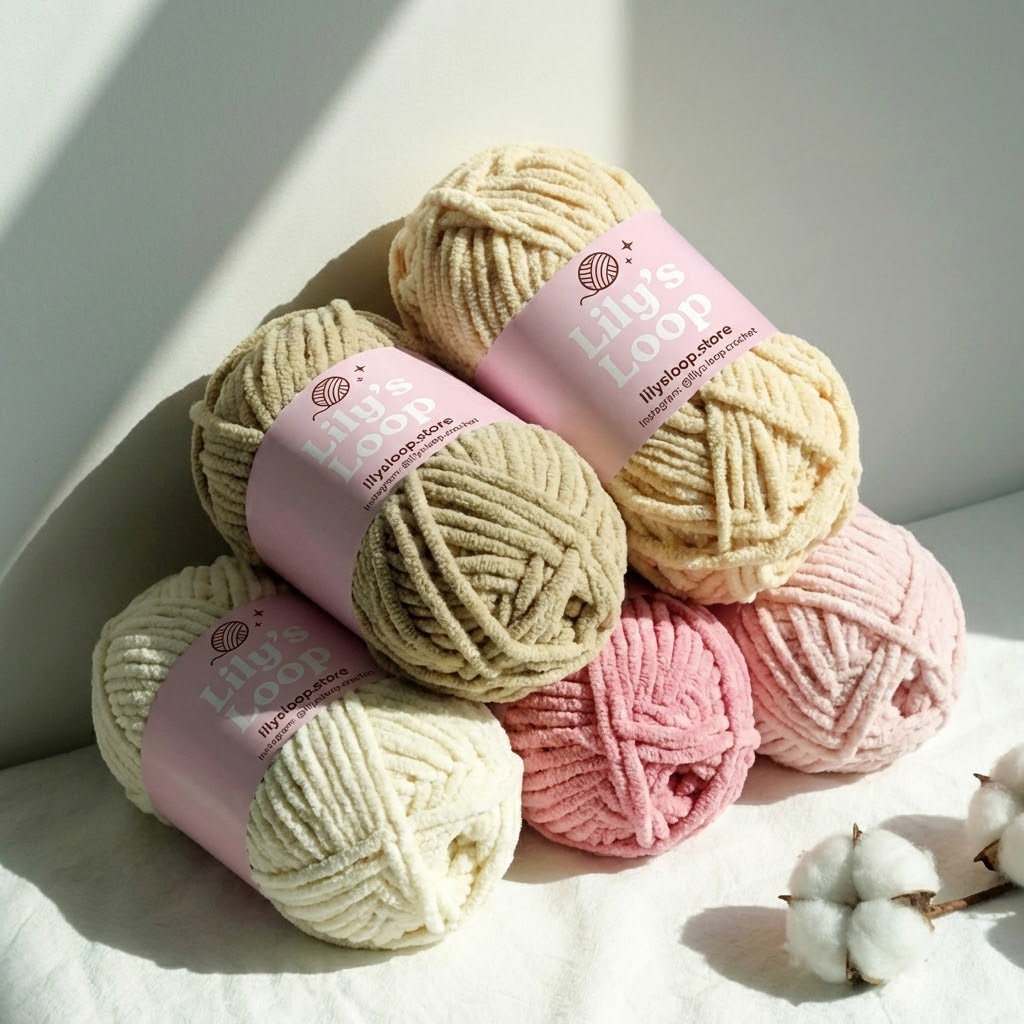 Sweet Chunky Chenille Yarn (100g) 5mm by Lily's Loop – soft crochet yarn ball